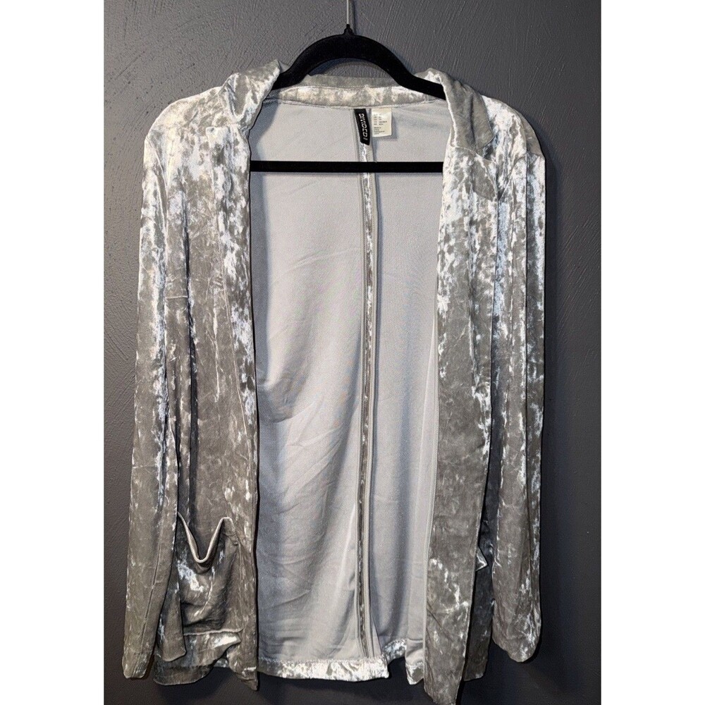 H & M Divided Silver Crushed Velvet Blazer Womens XS Zenon Future Costume